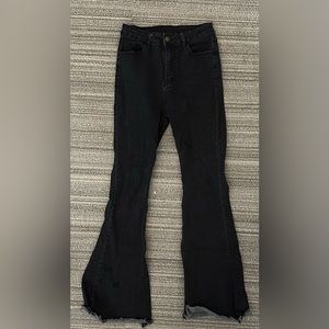 Mid Rise Black Flare Jeans
